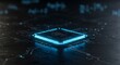 © mhmdyatt - Glowing Blue Computer Chip on Circuit Board Background for Tech Concepts