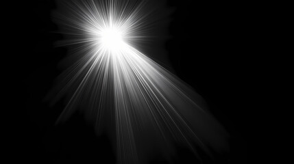 Wall Mural - a radiant beam of light piercing through darkness on a completely black background. radiant darkness