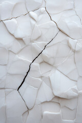 Poster - Cracked white surface revealing dark fissures in a textured pattern
