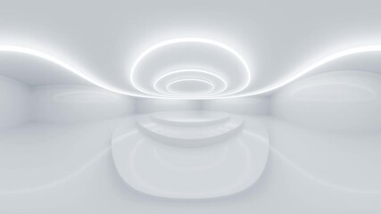 Poster - Futuristic Minimalist Interior with Circular Lighting 4k 60fps vr 360 panorama video