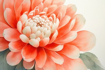 Poster - Vibrant orange peony blooms in a delicate and detailed artwork showcasing nature's beauty in a serene backdrop