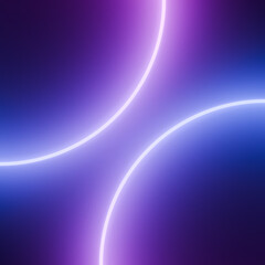 Poster - Neon Circles in Blue and Purple, Arranged Diagonally, Displaying One-Quarter Each on a Dark Background.
