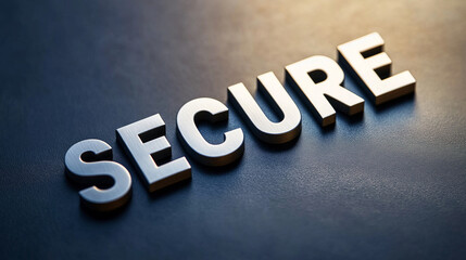 Fototapete - Brushed metal secure sign sitting on dark background
