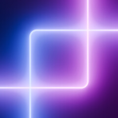 Poster - Neon Squares in Blue and Purple, Arranged Diagonally, Displaying One-Quarter Each on a Dark Background.