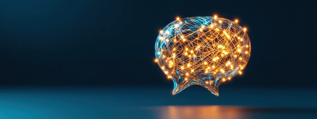 Poster - A speech bubble with a glowing light at the center, surrounded by rippling effects, symbolizing impactful communication