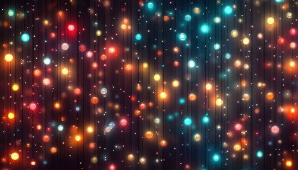 Poster - Colorful string lights illuminating a dark background create a festive atmosphere perfect for celebrations and gatherings during the holiday season and beyond