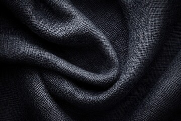 Poster - Textured gray fabric draped elegantly showcasing waves and shadows in soft lighting