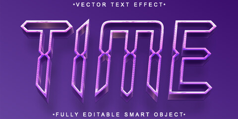 Poster - Cartoon Purple Time Vector Fully Editable Smart Object Text Effect