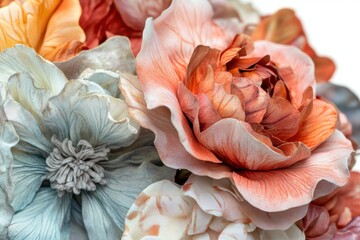 Poster - Brightly colored floral arrangement showcasing various textures and shapes, perfect for home decor or special occasions