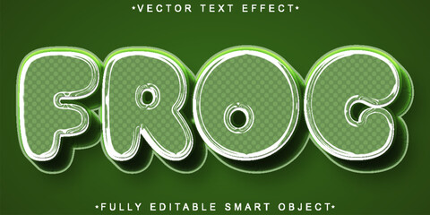 Poster - Green Cartoon Frog Vector Fully Editable Smart Object Text Effect