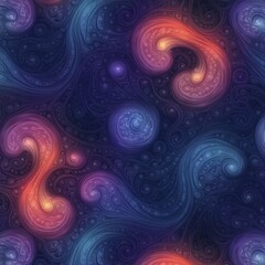 Poster - Mesmerizing fractal pattern with swirling cosmic shapes and vibrant color gradients Generative AI