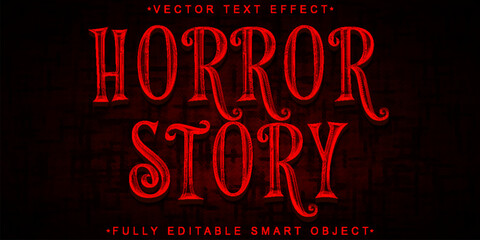 Poster - Red Cartoon Horror Story Vector Fully Editable Smart Object Text Effect