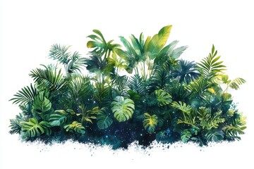Aufkleber - Vibrant greenery arranged beautifully with various leaves and plants showcasing nature's beauty on a clean white surface in an artistic display