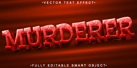 Poster - Red Prison Murderer Vector Fully Editable Smart Object Text Effect