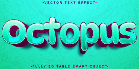 Poster - Cartoon Octopus Vector Fully Editable Smart Object Text Effect