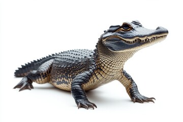Aufkleber - Unique alligator specimen resting on light background showcasing intricate textures and features in a natural pose