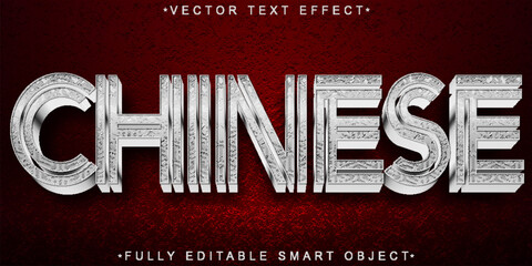 Poster - Red Chinese Vector Fully Editable Smart Object Text Effect