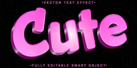 Poster - Sweet Pink Cute Vector Fully Editable Smart Object Text Effect