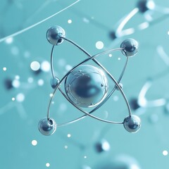Poster - Abstract Molecular Structure on Light Blue Background: Science and Technology Visualization