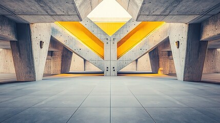 Poster - Abstract Concrete Space with Geometric Shapes and Empty Background