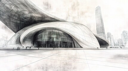 Poster - Artistic Sketch of Landmark Structure with Gigapixel Effect