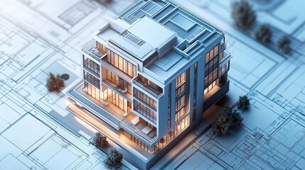 Poster - Modern 3D Architectural Illustration of Residential Building Design
