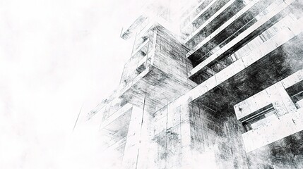 Poster - Abstract Architectural Sketch with Artistic Mockup Effect