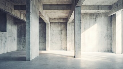 Poster - Industrial Minimalistic Interior with Raw Concrete Elements