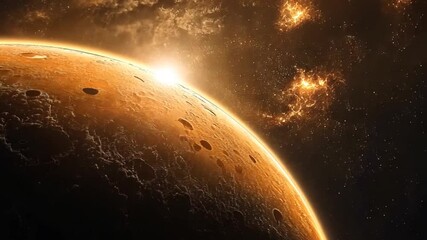 Wall Mural - Golden Planet Sunrise in Space