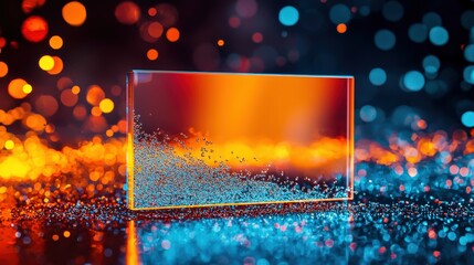 Poster - A transparent business card displayed on a glowing surface