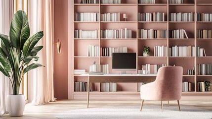 Poster - Modern Office Interior Ideal for Online Meetings and Workspaces