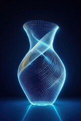 Poster - A vase designed as a 3D blueprint with glowing lines