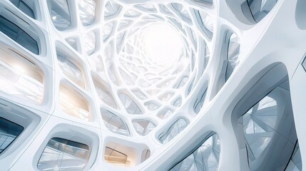 Poster - Futuristic Abstract White Patterned Space with Intricate Design