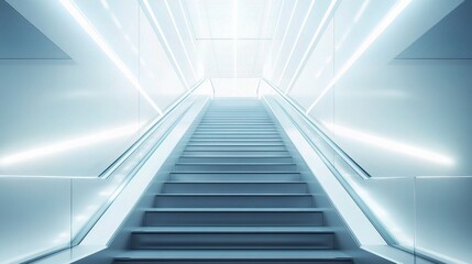 Poster - Futuristic Ascending Staircase in Minimalist Architectural Design