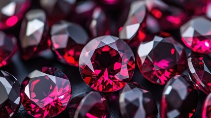 Poster - A collection of faceted garnets, arranged in a cascading pattern to highlight their deep red glow.
