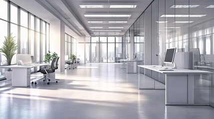 Poster - Bright Modern Office Interior with Open Space and Large Windows