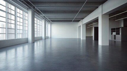 Poster - Spacious Empty Modern Loft Office with Bright Natural Light