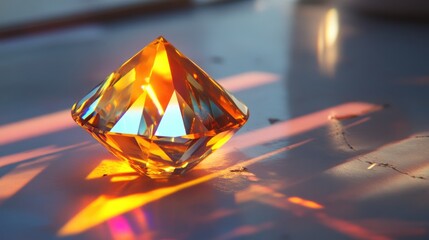Poster - A polished gemstone reflecting colorful light while undergoing the final buffing process.