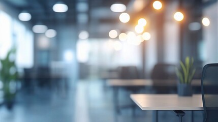 Poster - Focused Office Background with Subtle Lighting and Blurred Details
