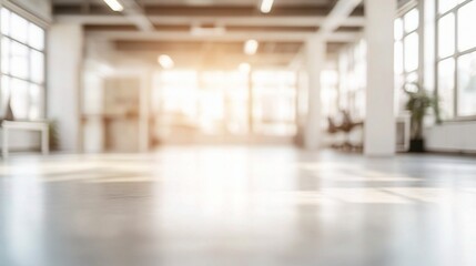Poster - Blurred Focus of Bright White Open Space in Modern Office Interior