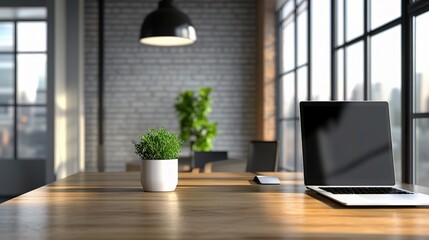 Poster - Modern Office Interior with Soft Focus and Natural Light Effects