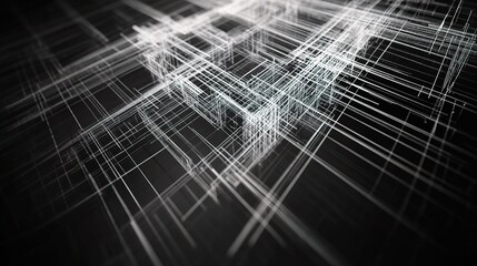 Poster - Technical Architectural Draft with Abstract Lines and Structures