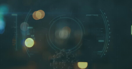 Poster - Glowing data elements and abstract technology design in futuristic digital interface