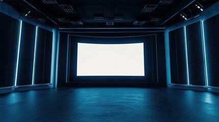 Poster - Modern Virtual Video Conferencing Studio with Neutral Background Space
