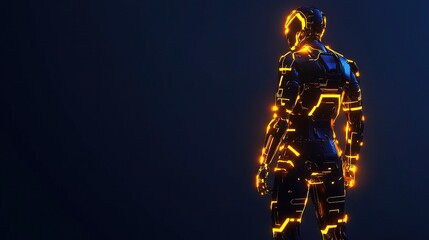 Poster - Futuristic Robot Concept with Glowing Circuit Design in Dark Space
