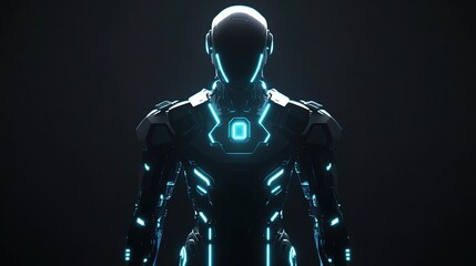 Poster - Futuristic Robot Concept with Glowing Circuit Design and AI Features