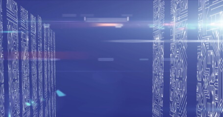 Poster - futuristic digital interface with glowing circuit patterns in virtual space