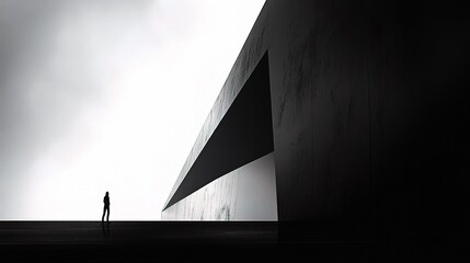 Poster - Strong Geometric Angles in Silhouette of Modern Building Design