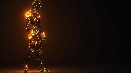 Poster - Futuristic Robot Concept with Glowing Circuits in Dark Environment