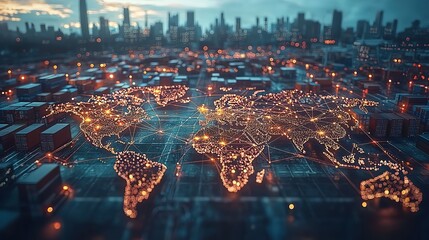 Poster - Intricate global value chains connecting manufacturers, suppliers, and distributors across borders - conceptual illustration of international trade and supply chains, 8k Resolution
